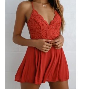 Lulus Backless Lace Romper | M